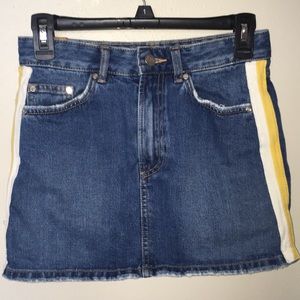 ZARA Striped Trim Denim Skirt